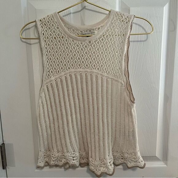 American Eagle Cream Crochet Lace Intimate Top - Picture 7 of 8